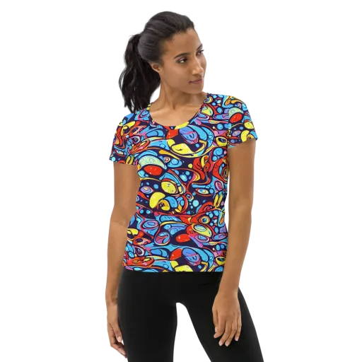 Neon Biomorph on a Women's Athletic T-Shirt