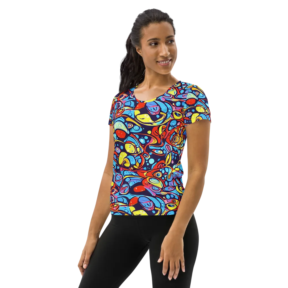 Neon Biomorph on Women's Athletic T-Shirt — Left