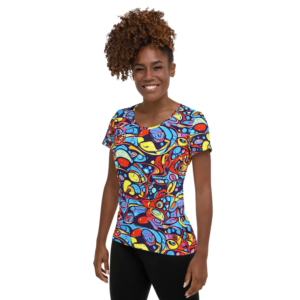 Neon Biomorph on Women's Athletic T-Shirt — Left
