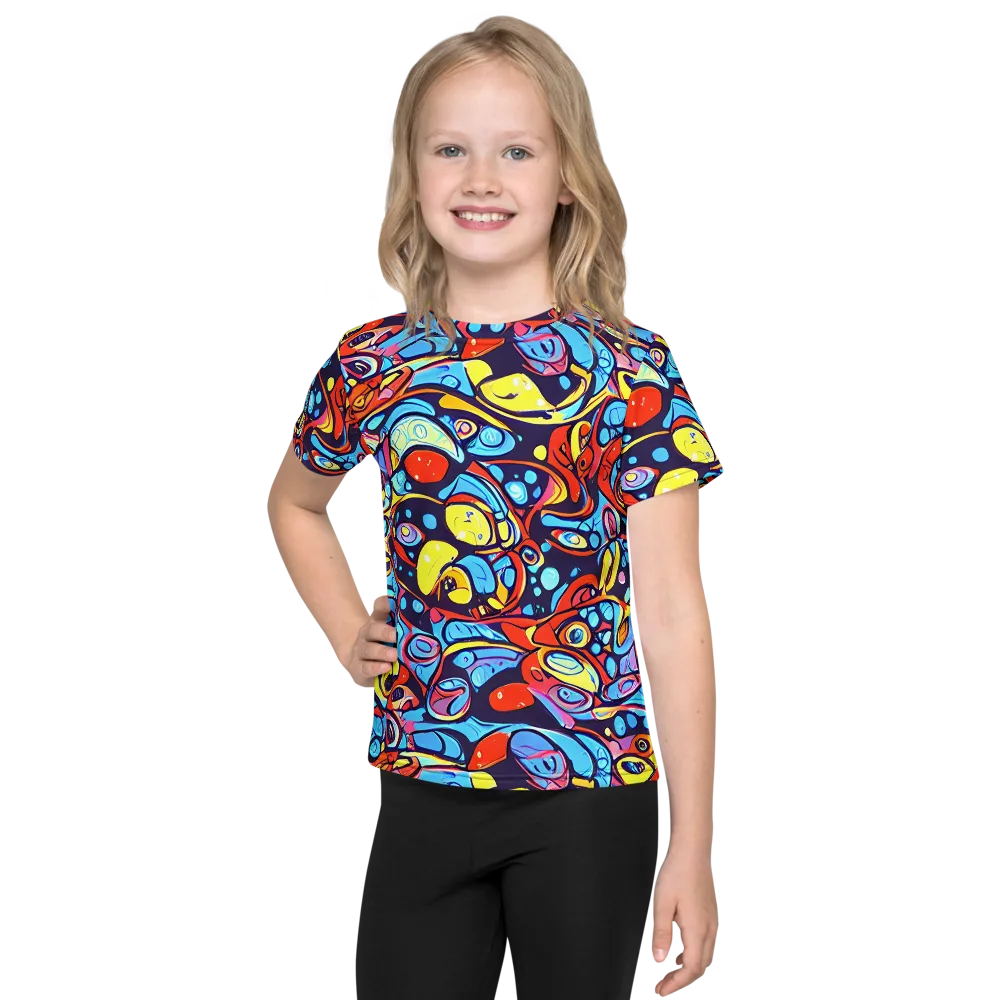 Neon Biomorph on Kids Crew Neck T-Shirt — Front