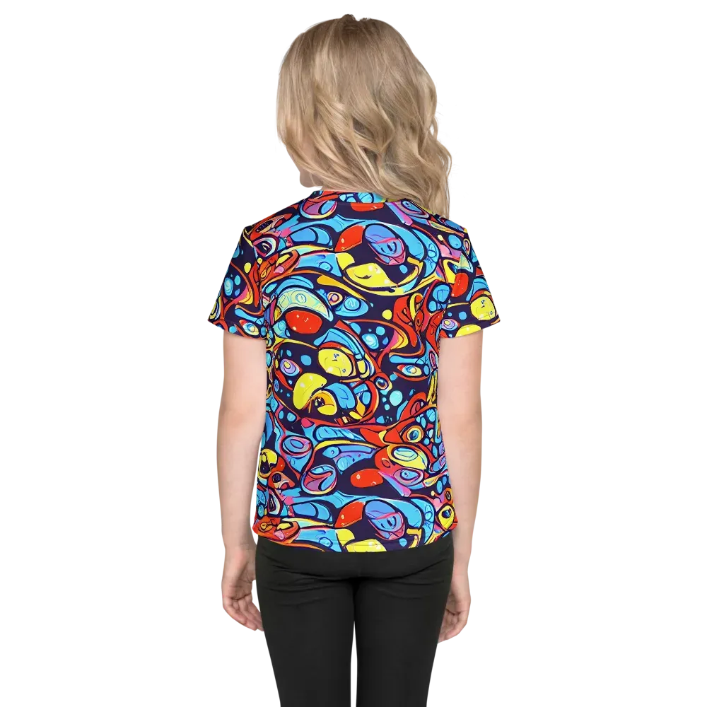 Neon Biomorph on Kids Crew Neck T-Shirt — Back
