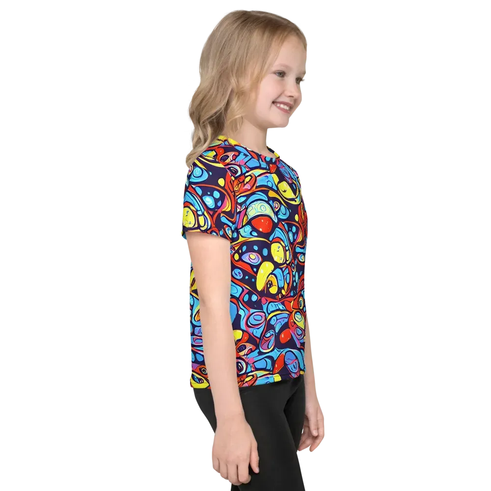 Neon Biomorph on Kids Crew Neck T-Shirt — Right