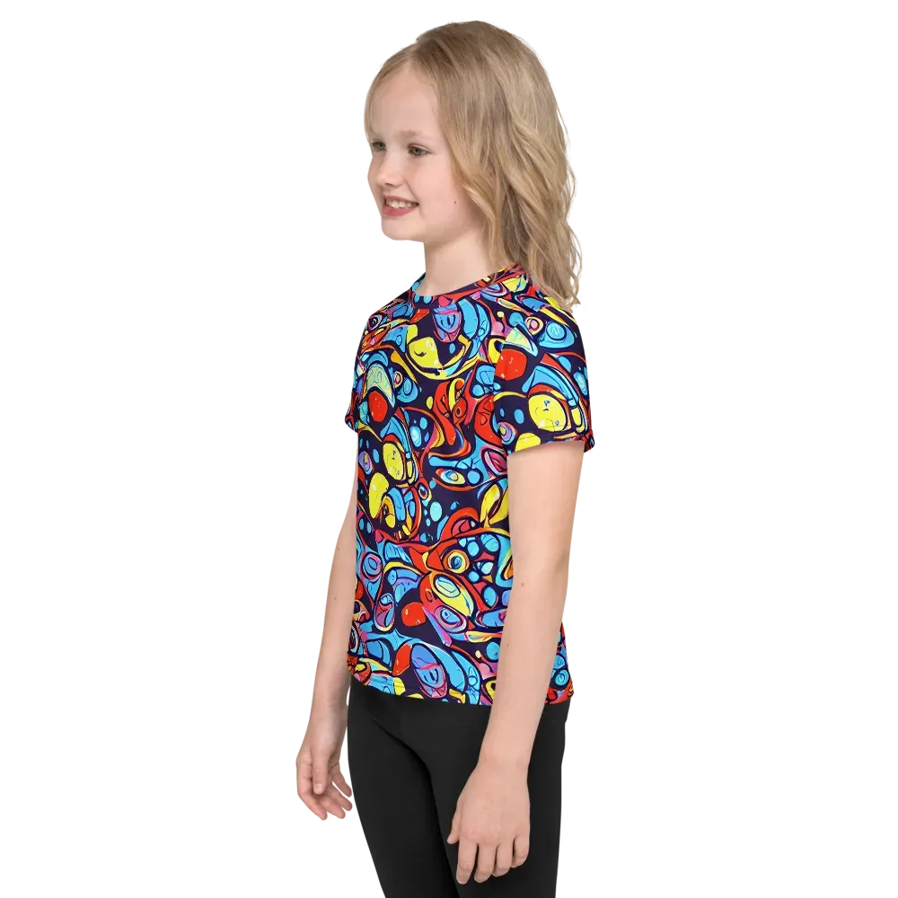 Neon Biomorph on Kids Crew Neck T-Shirt — Left