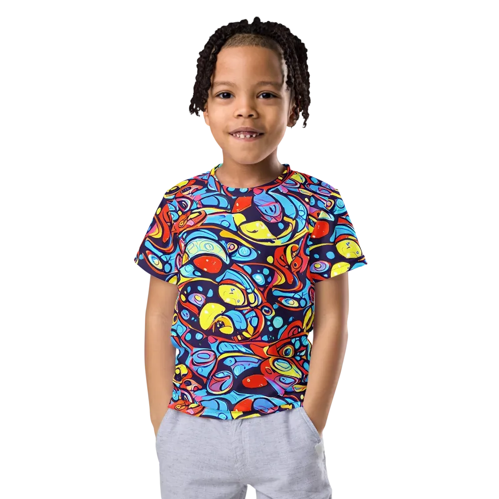 Neon Biomorph on Kids Crew Neck T-Shirt — Front