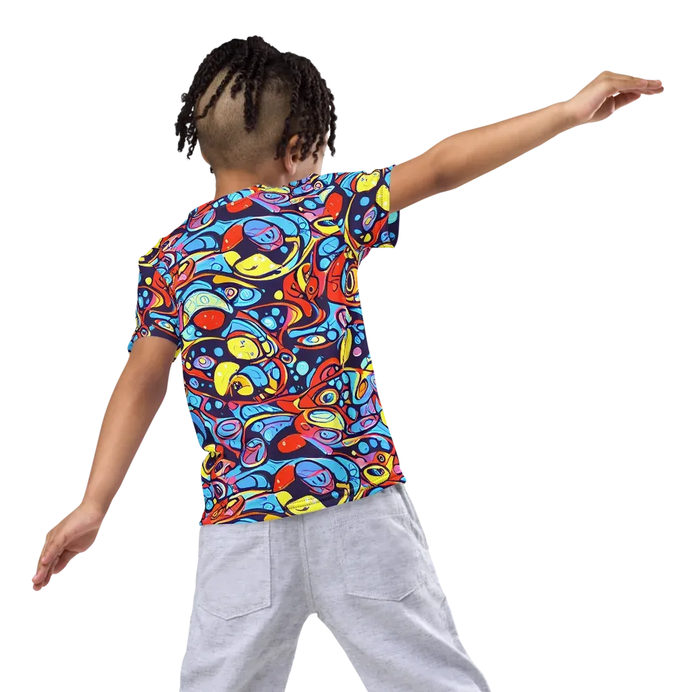Neon Biomorph on Kids Crew Neck T-Shirt — Back
