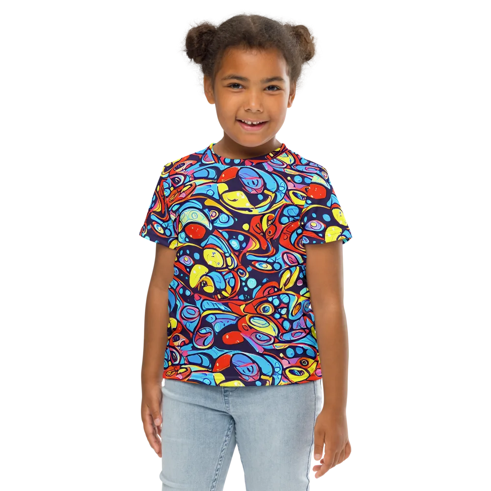 Neon Biomorph on Kids Crew Neck T-Shirt — Front