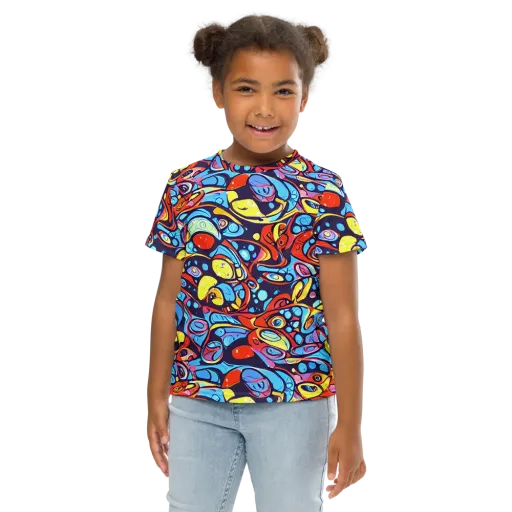 Neon Biomorph on a Kids Crew Neck T-Shirt