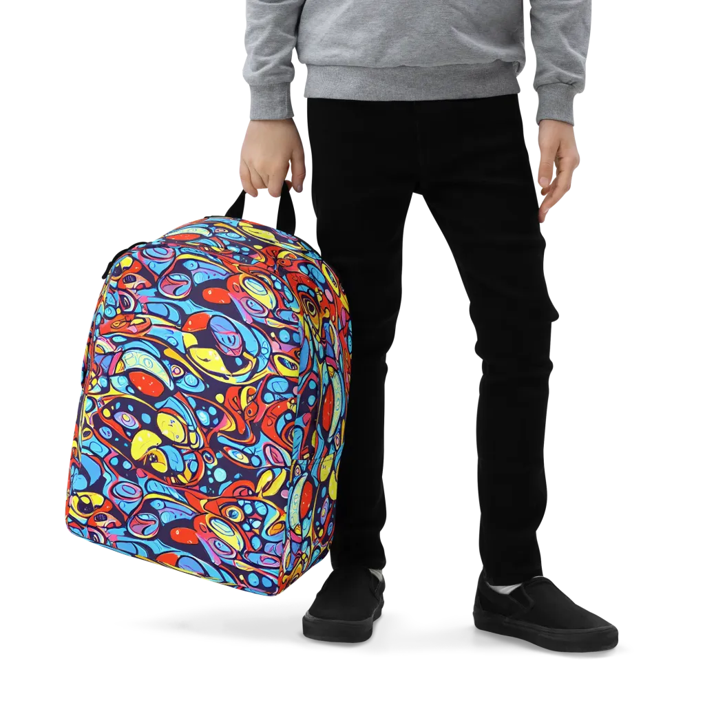Neon Biomorph on Minimalist Backpack — Zoomed-in