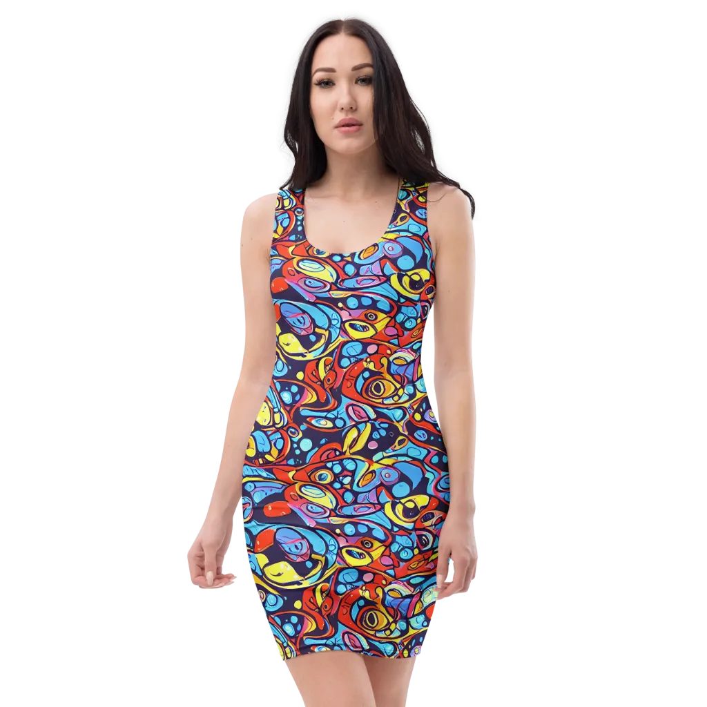 Neon Biomorph on Bodycon Dress — Front