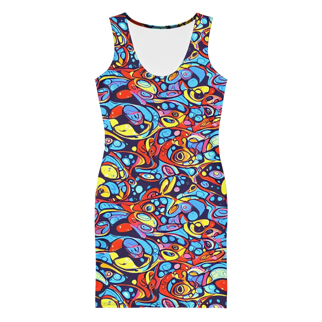Neon Biomorph on Bodycon Dress — Front