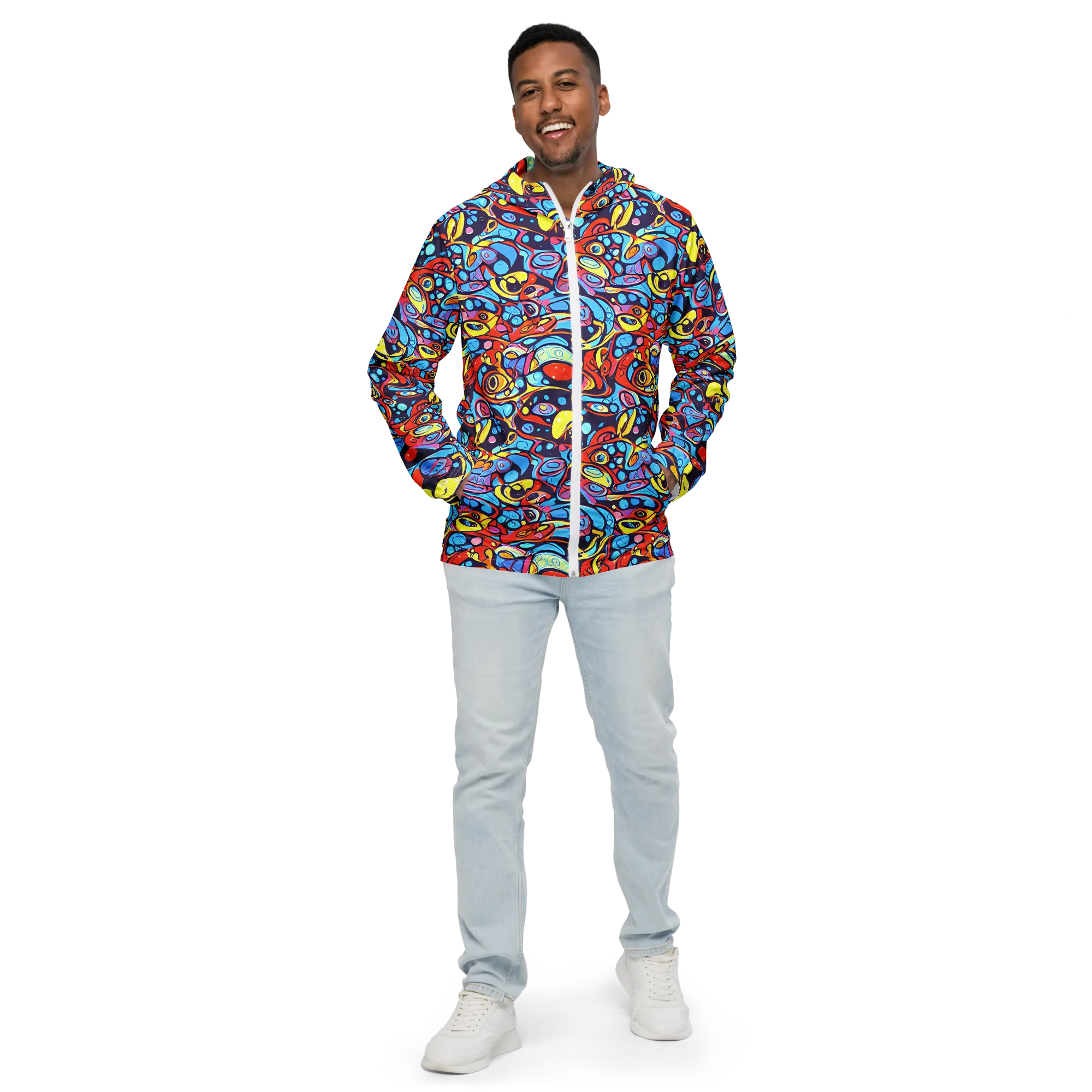 Neon Biomorph on Men's Windbreaker — Front