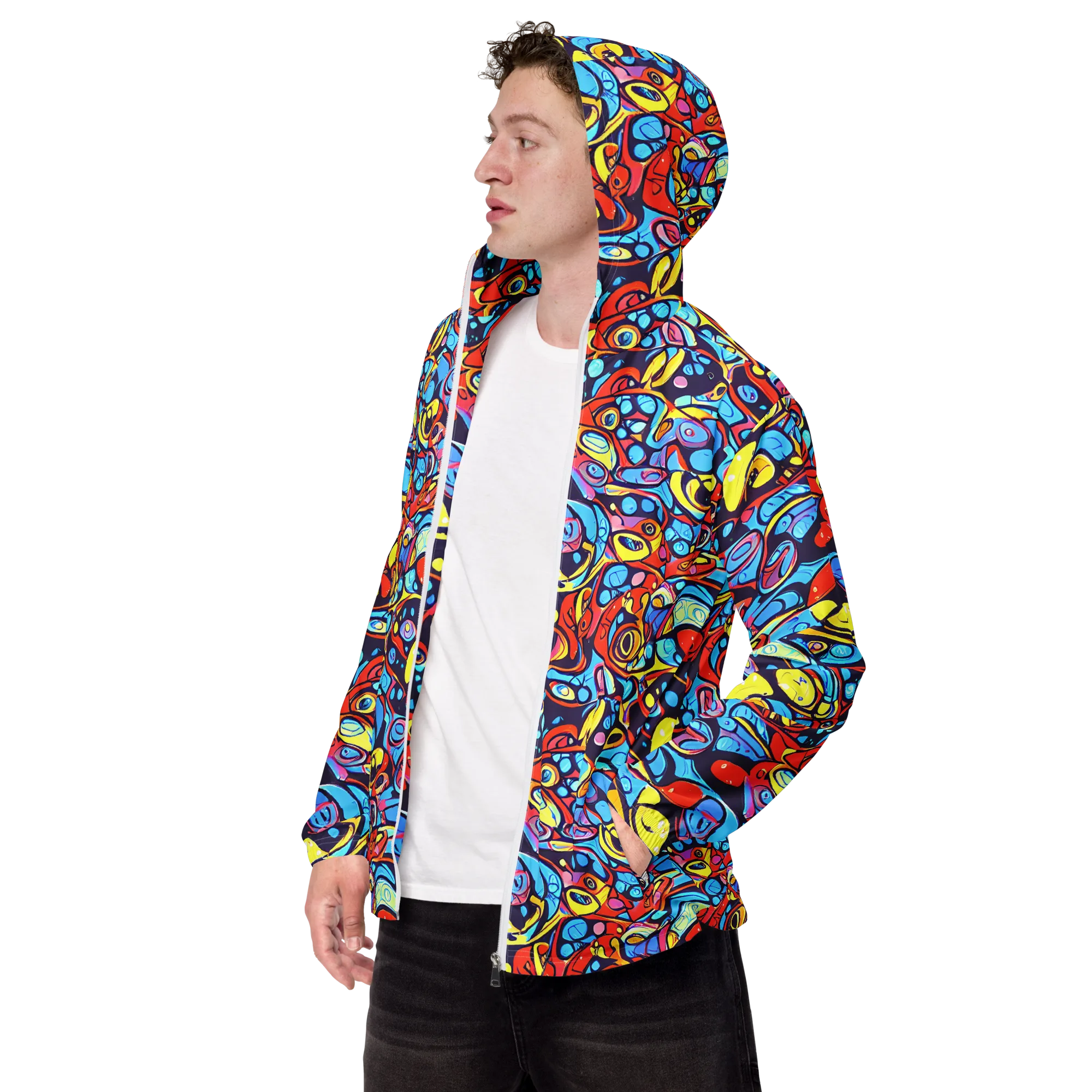 Neon Biomorph on Men's Windbreaker — Left Front