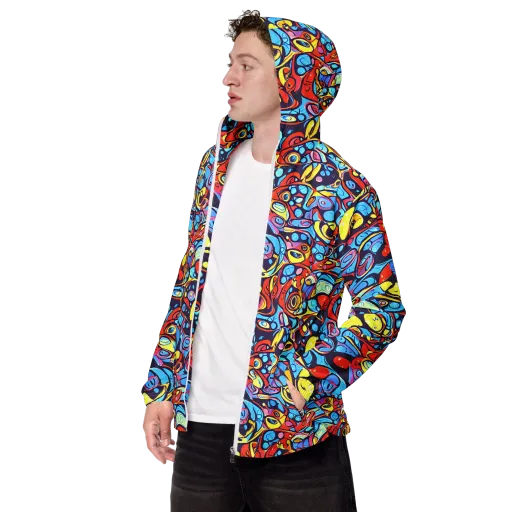 Neon Biomorph on a Men's Windbreaker