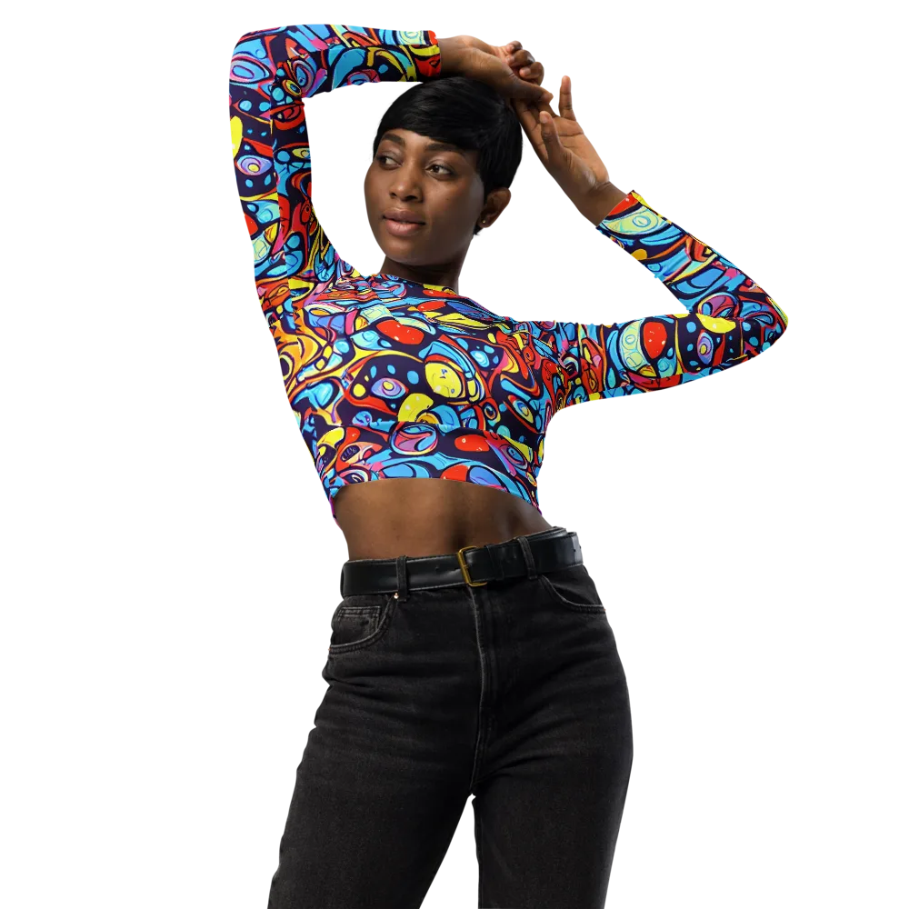 Neon Biomorph on Long Sleeve Crop Top — Front