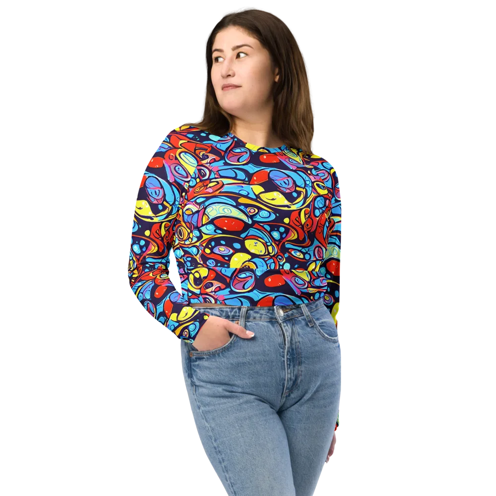 Neon Biomorph on Long Sleeve Crop Top — Front
