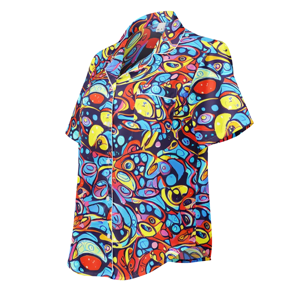 Neon Biomorph on Women's Short Sleeve Pajama Top — Left Front