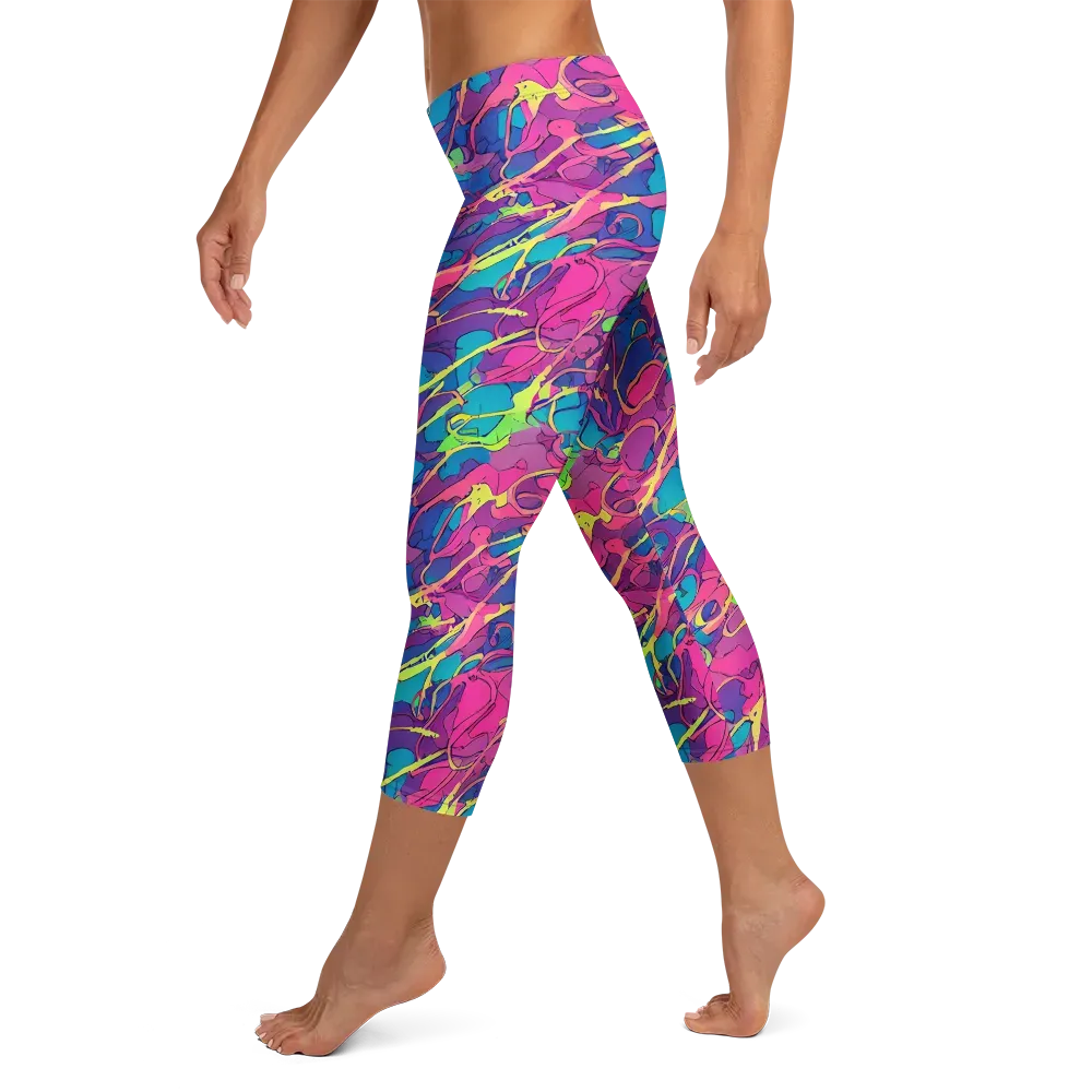 Magenta Velocity on Capri Leggings — Left