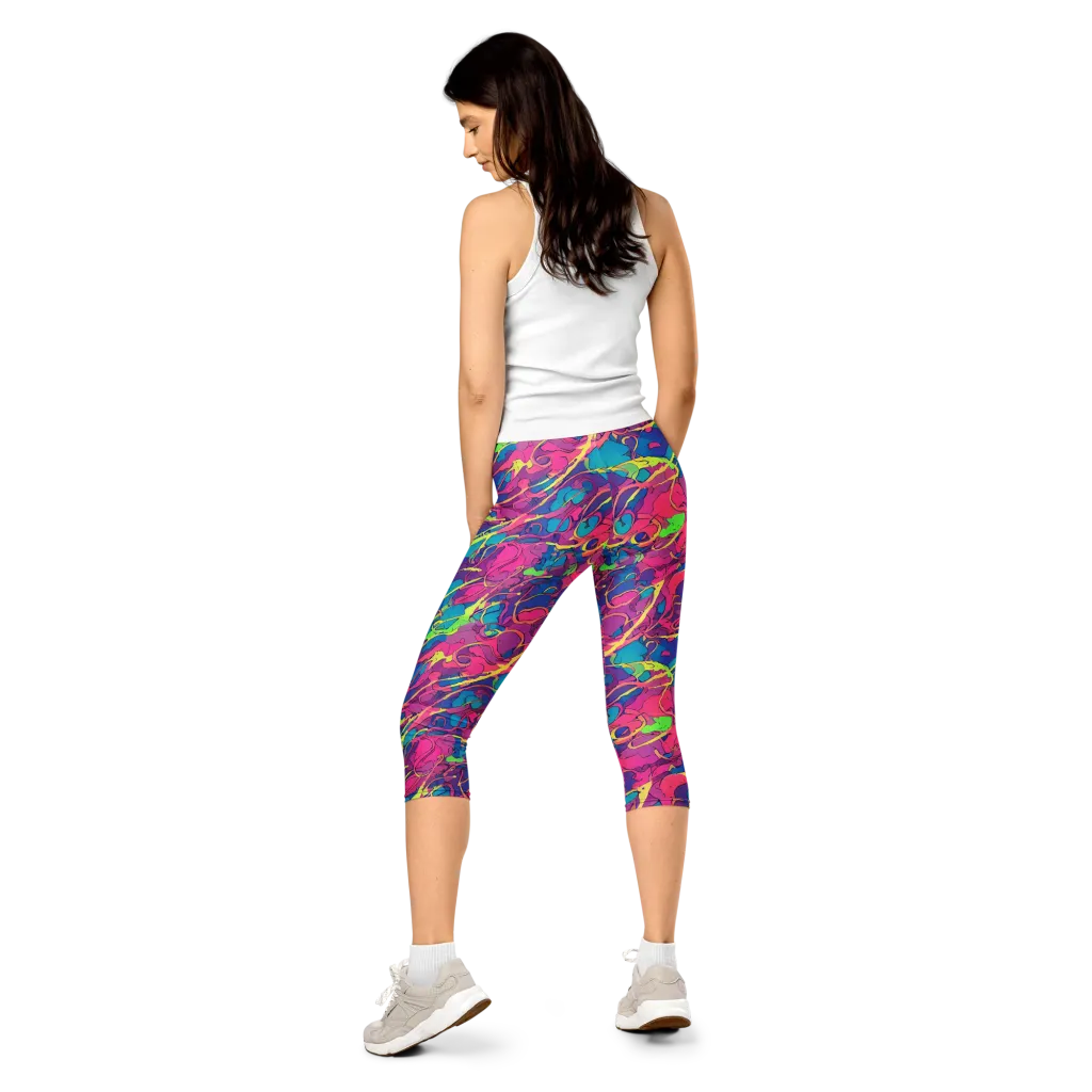 Magenta Velocity on Capri Leggings — Back