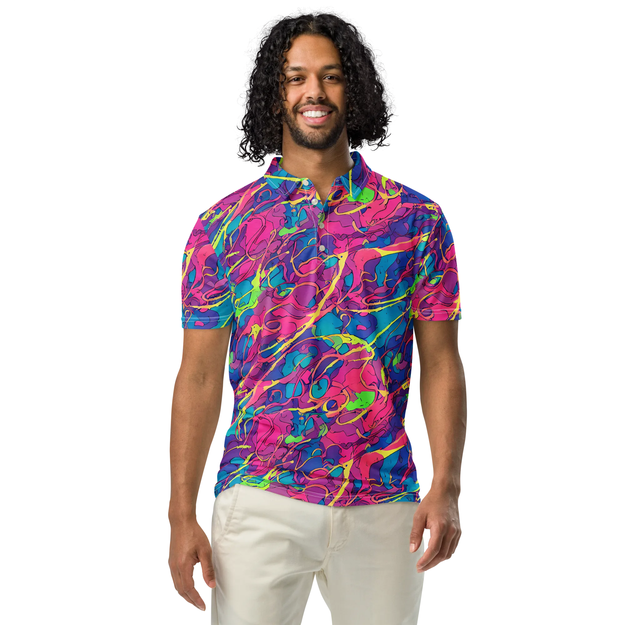 Magenta Velocity on Men's Slim Fit Polo Shirt — Front