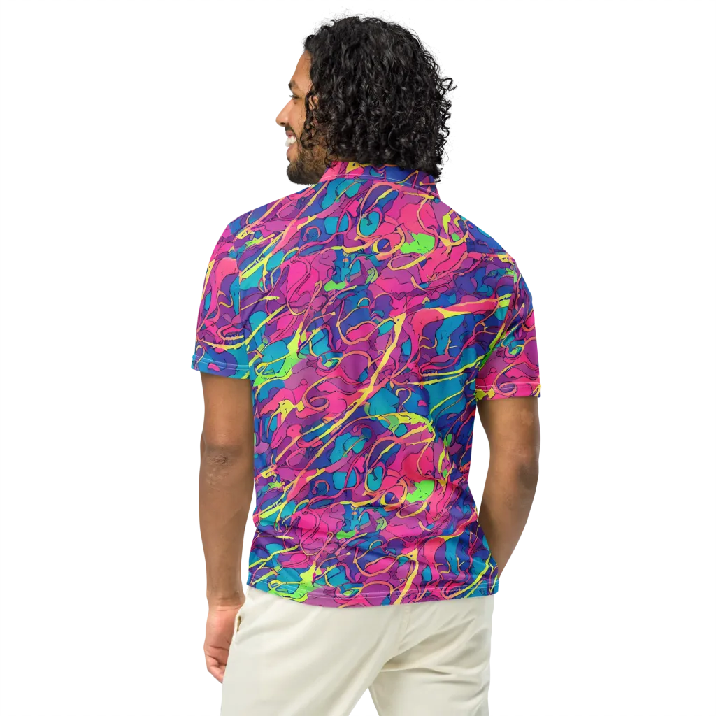 Magenta Velocity on Men's Slim Fit Polo Shirt — Back