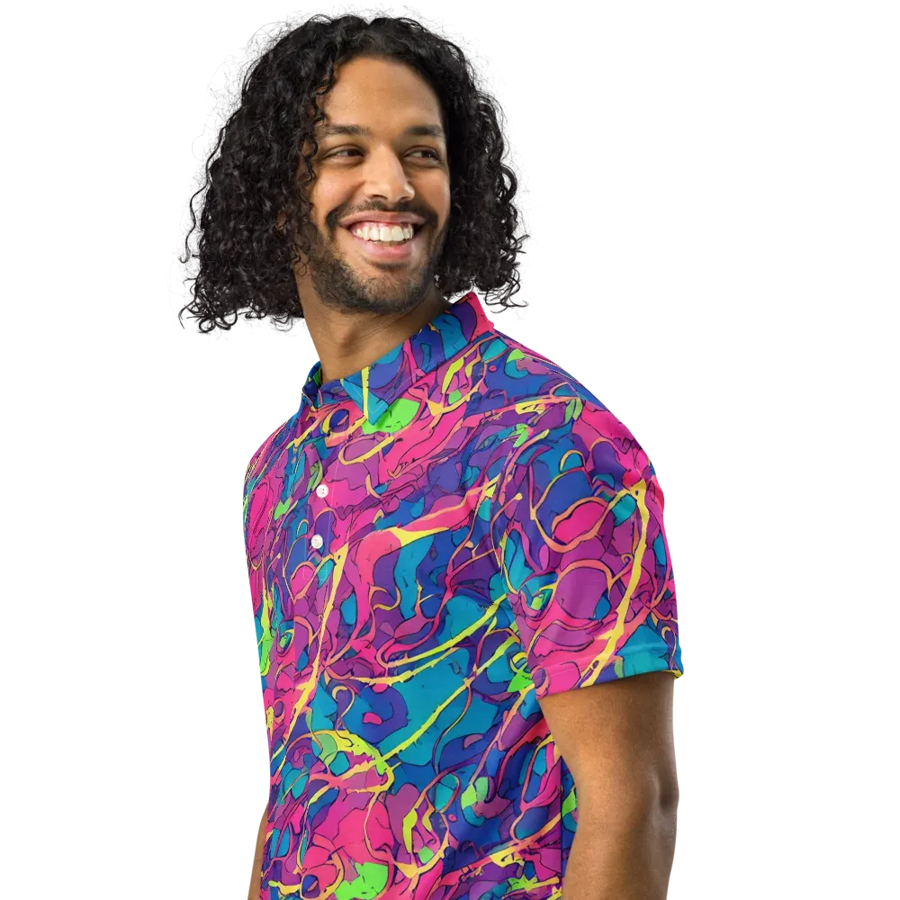 Magenta Velocity on Men's Slim Fit Polo Shirt — Left Front