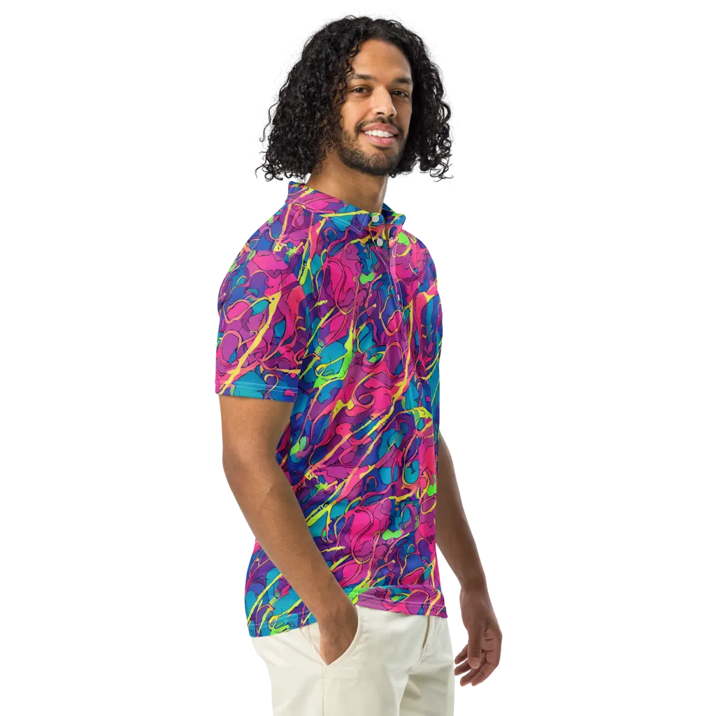 Magenta Velocity on Men's Slim Fit Polo Shirt — Right Front