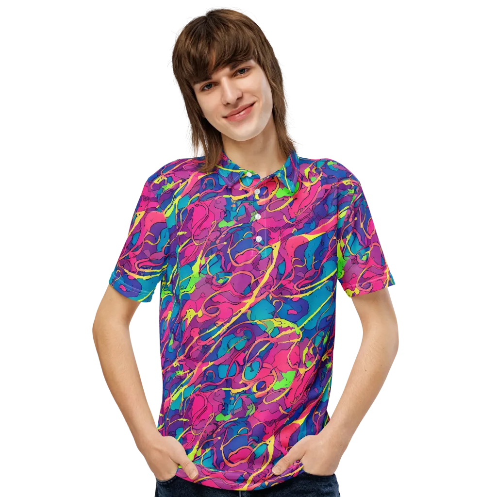 Magenta Velocity on Men's Slim Fit Polo Shirt — Front