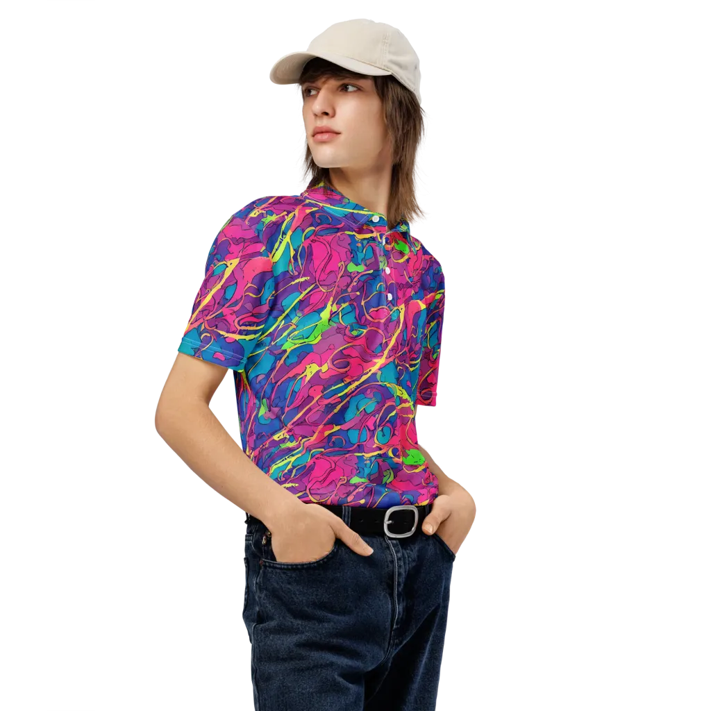 Magenta Velocity on Men's Slim Fit Polo Shirt — Right Front