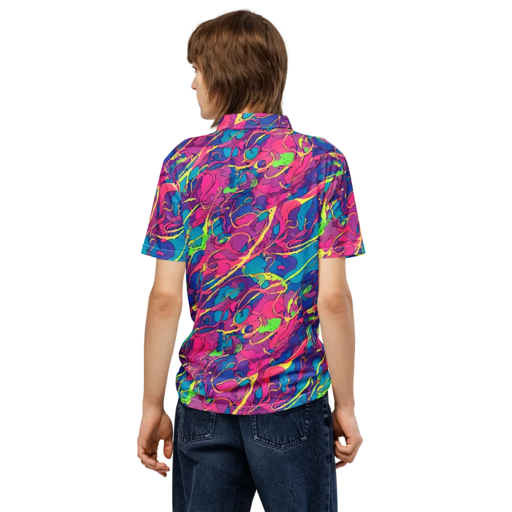 Magenta Velocity on Men's Slim Fit Polo Shirt — Back