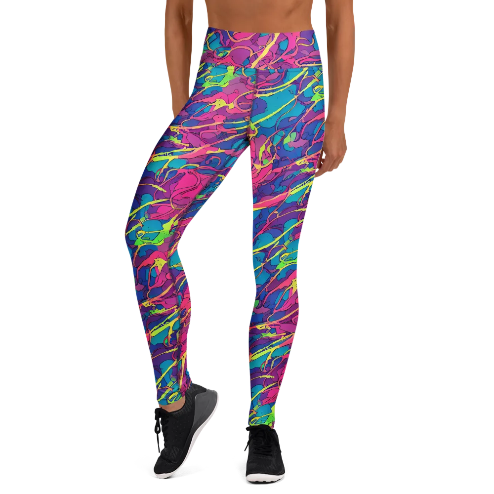 Magenta Velocity on Yoga Leggings — Front
