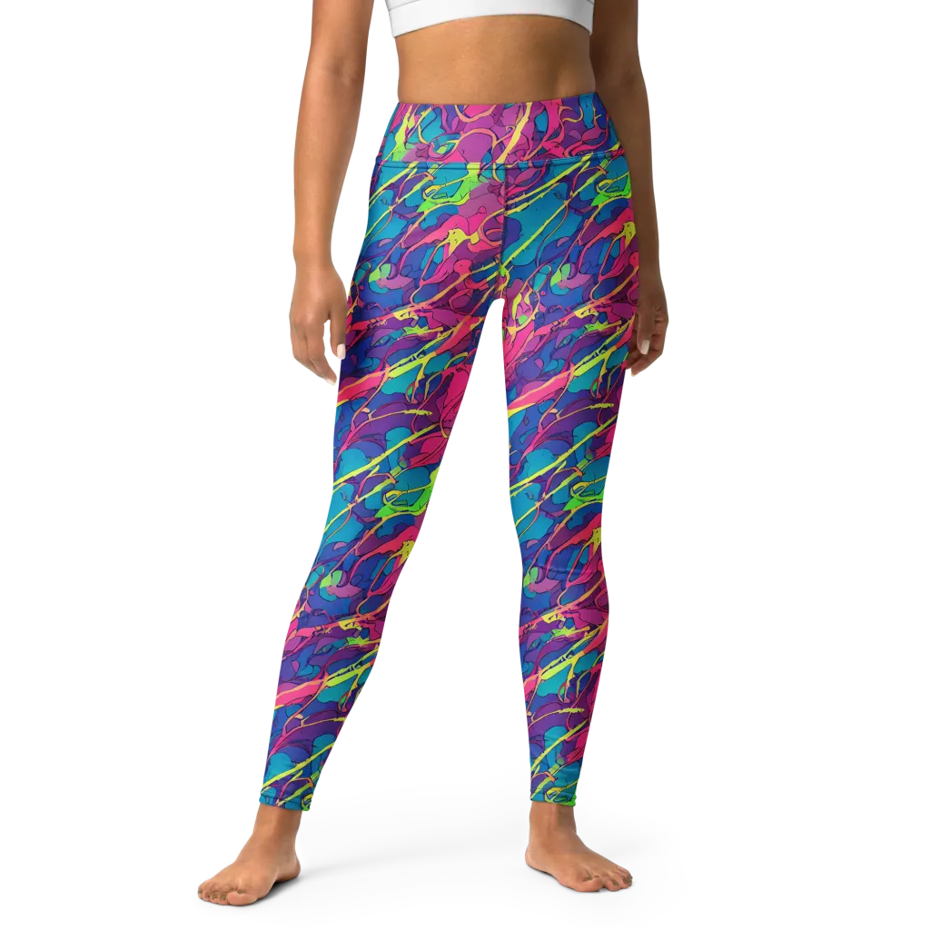 Magenta Velocity on Yoga Leggings — Front