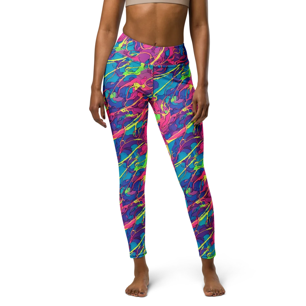 Magenta Velocity on Yoga Leggings — Front