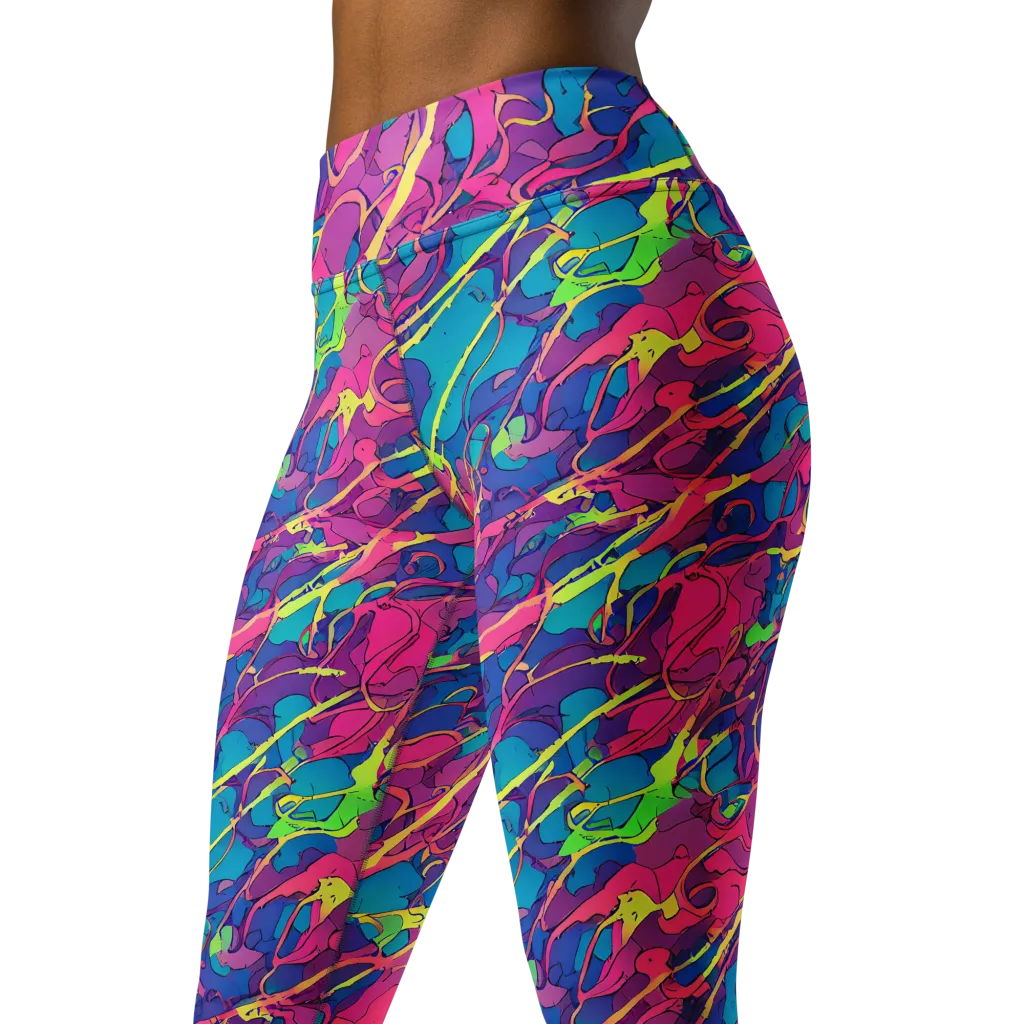 Magenta Velocity on Yoga Leggings — Left Front