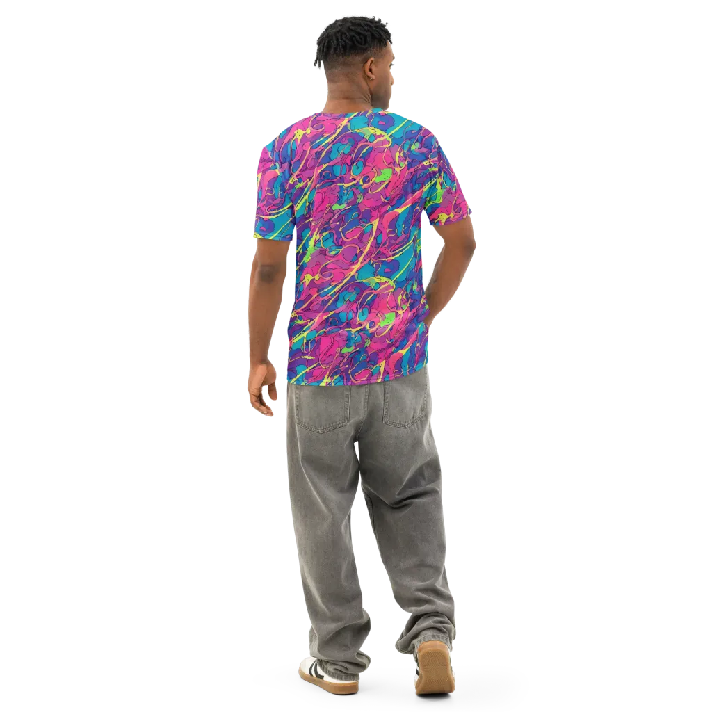 Magenta Velocity on Men's Cotton Crew Neck T-Shirt — Back