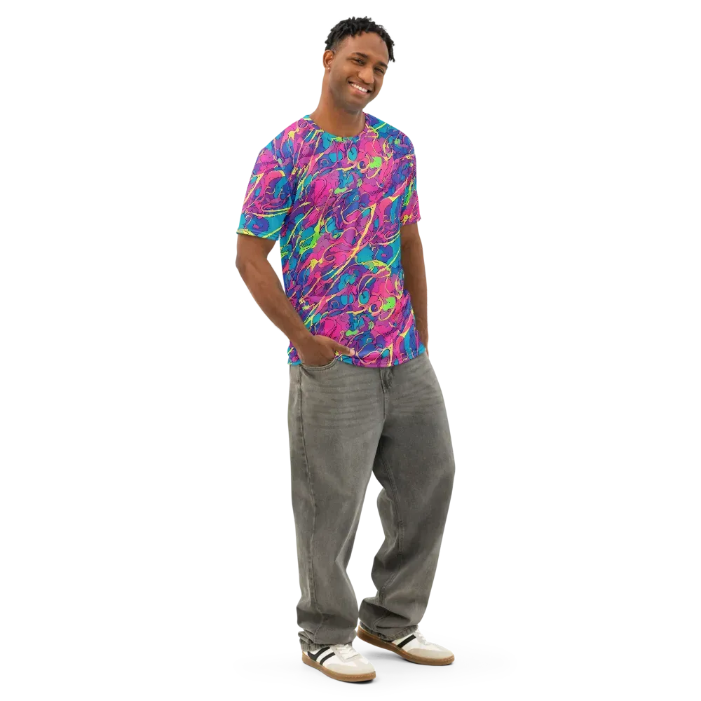 Magenta Velocity on Men's Cotton Crew Neck T-Shirt — Right Front