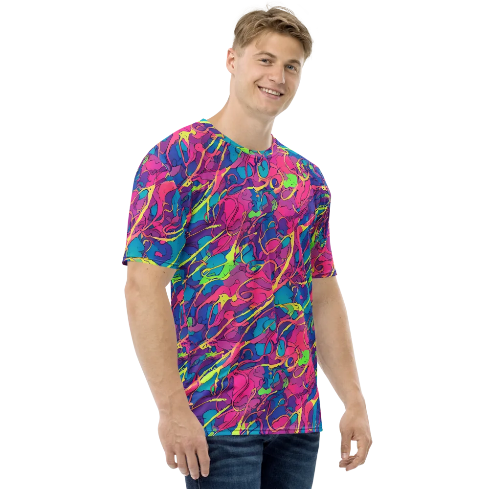 Magenta Velocity on Men's Crew Neck T-Shirt — Right