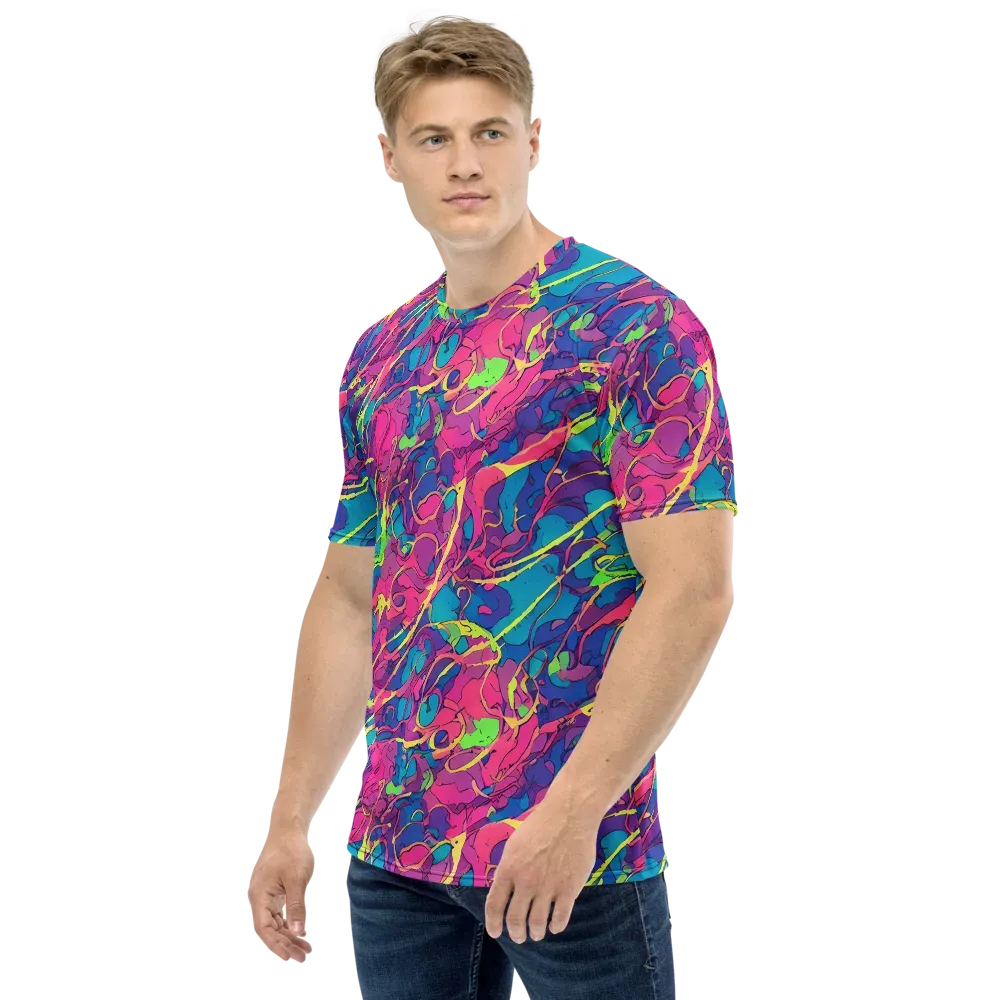 Magenta Velocity on Men's Crew Neck T-Shirt — Left