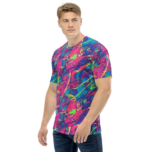 Magenta Velocity on a Men's Crew Neck T-Shirt