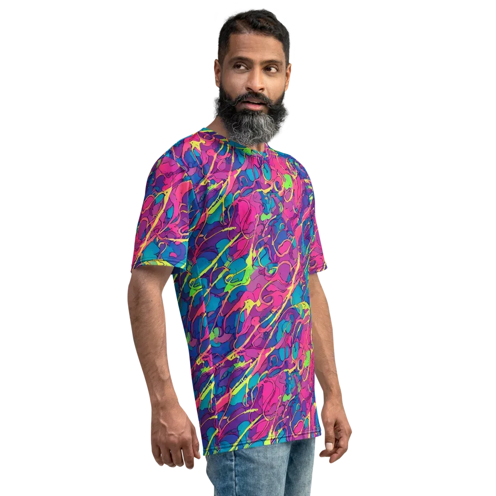 Magenta Velocity on Men's Crew Neck T-Shirt — Right