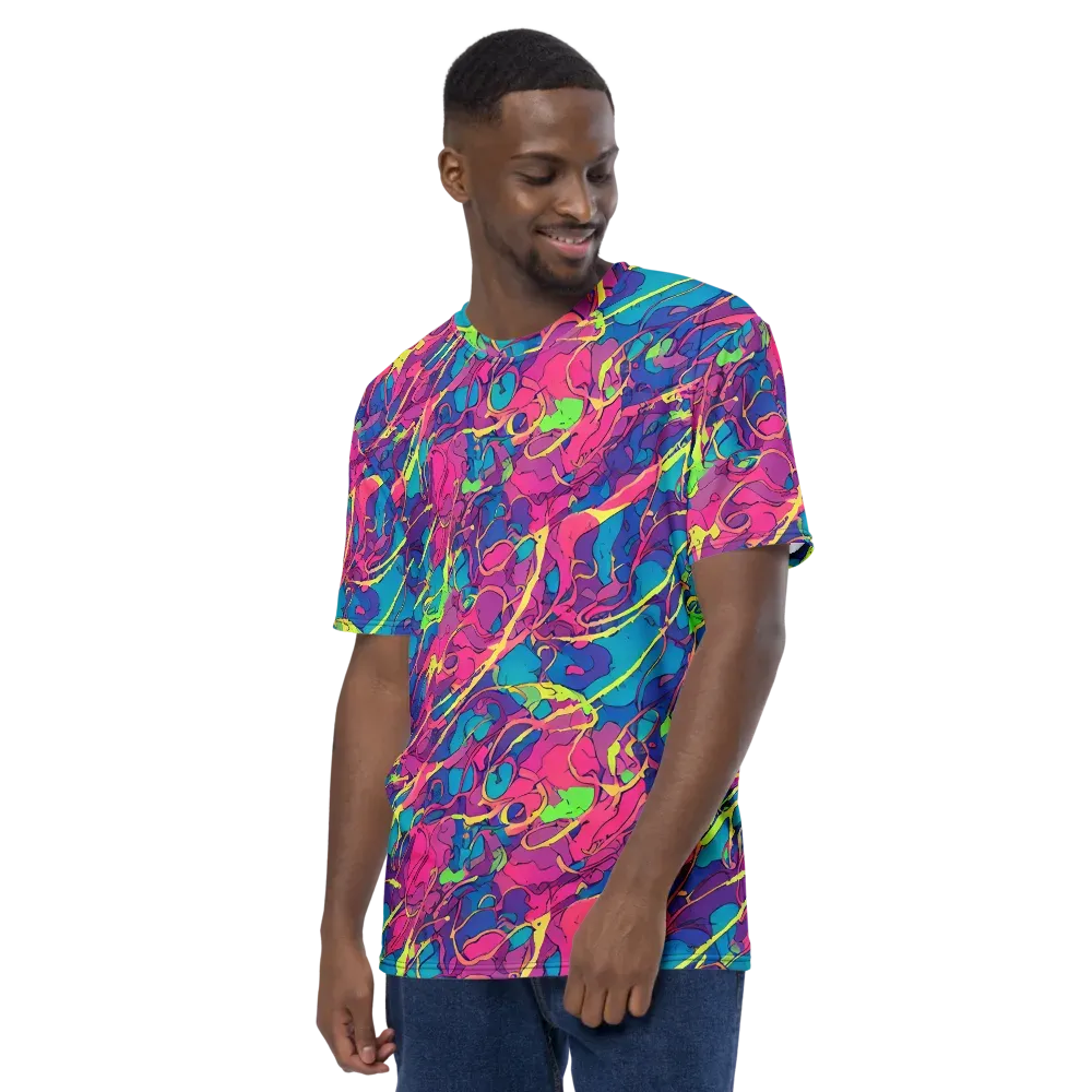 Magenta Velocity on Men's Crew Neck T-Shirt — Left