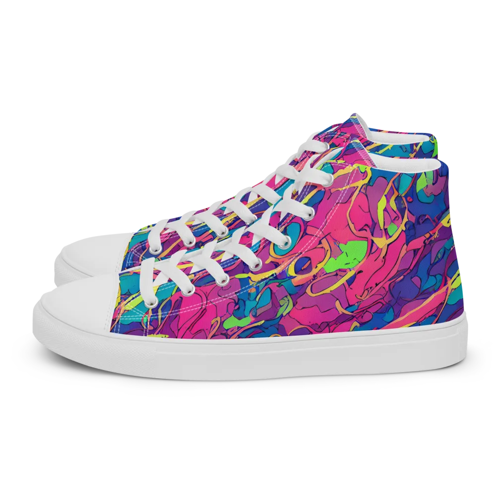 Magenta Velocity on Men's High Top Canvas Shoes — Left