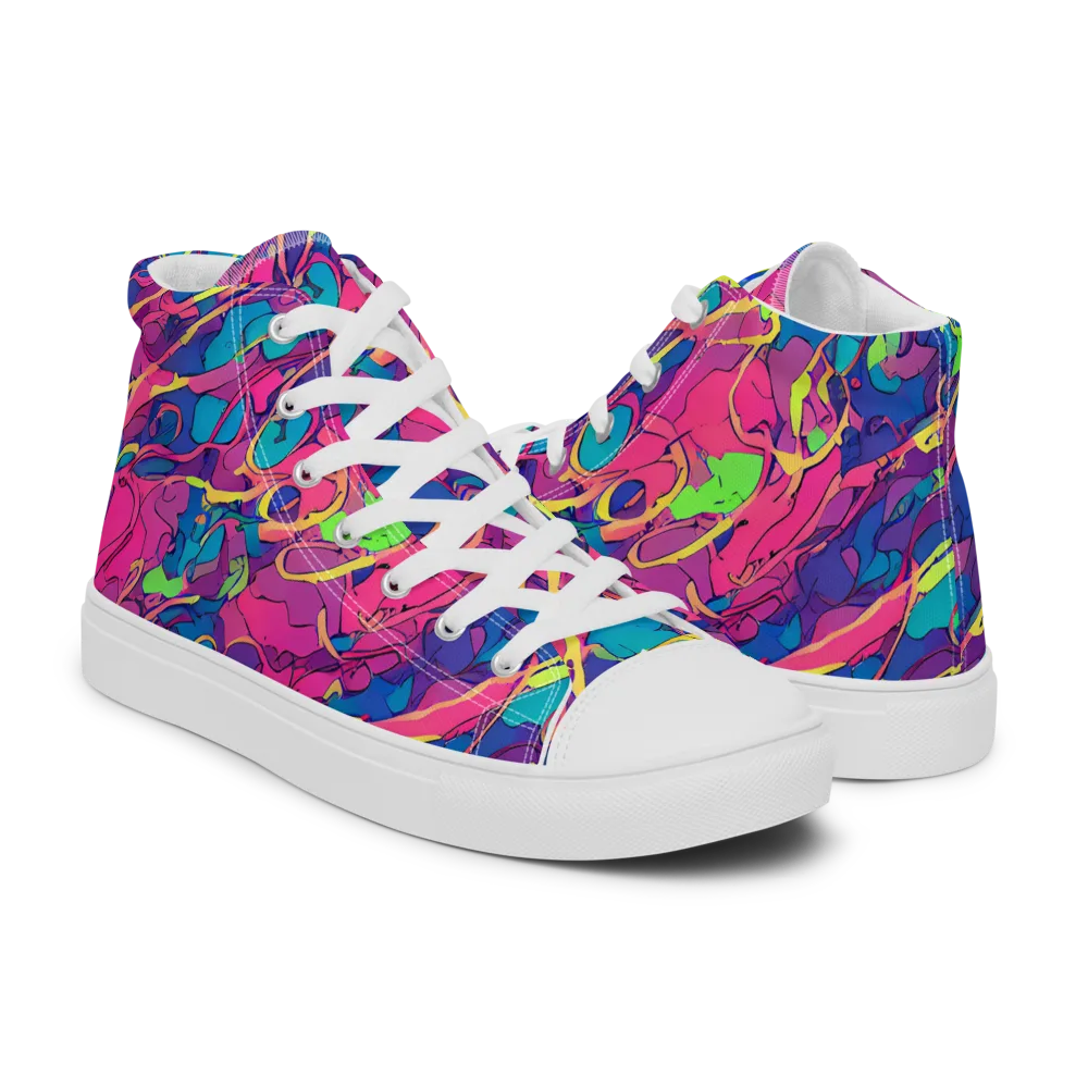 Magenta Velocity on Men's High Top Canvas Shoes — Right
