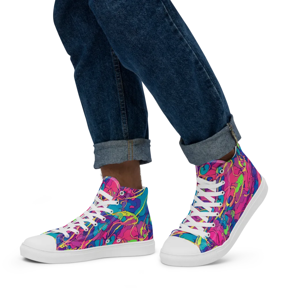 Magenta Velocity on Men's High Top Canvas Shoes — Left