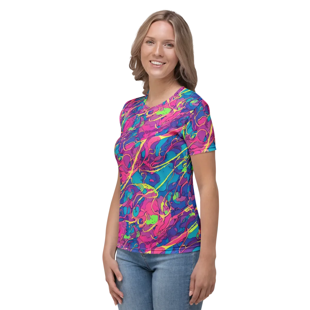 Magenta Velocity on Women's Crew Neck T-Shirt — Left