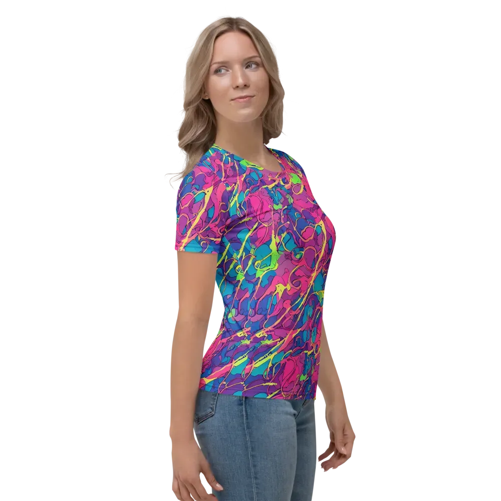Magenta Velocity on Women's Crew Neck T-Shirt — Right