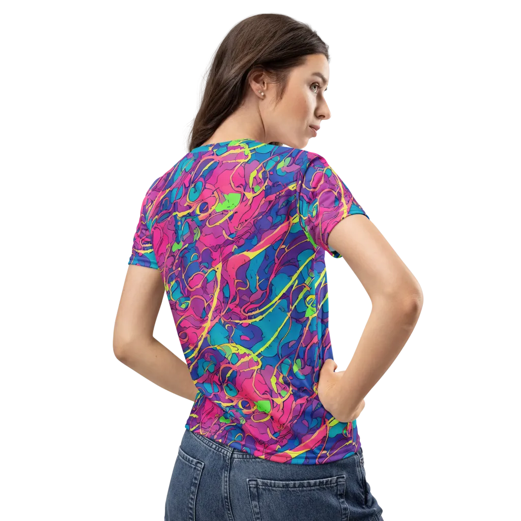Magenta Velocity on Women's Crew Neck T-Shirt — Back