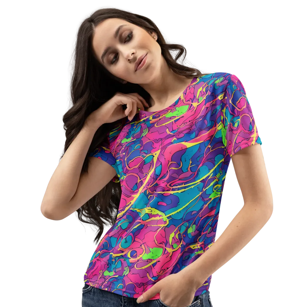 Magenta Velocity on Women's Crew Neck T-Shirt — Left Front