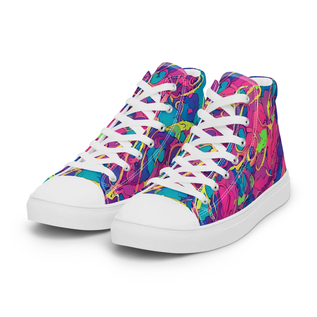 Magenta Velocity on Women's High Top Canvas Shoes — Left Front
