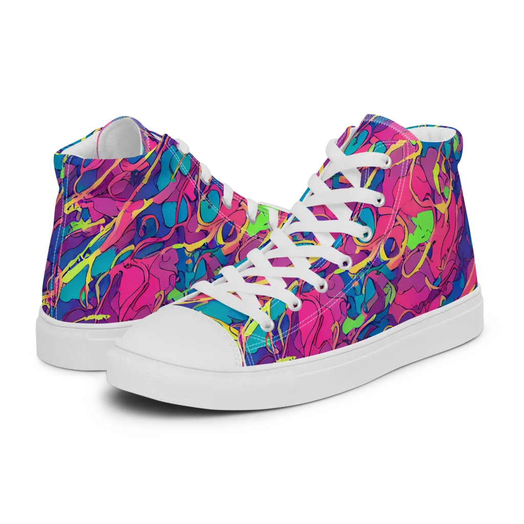 Magenta Velocity on Women's High Top Canvas Shoes — Left