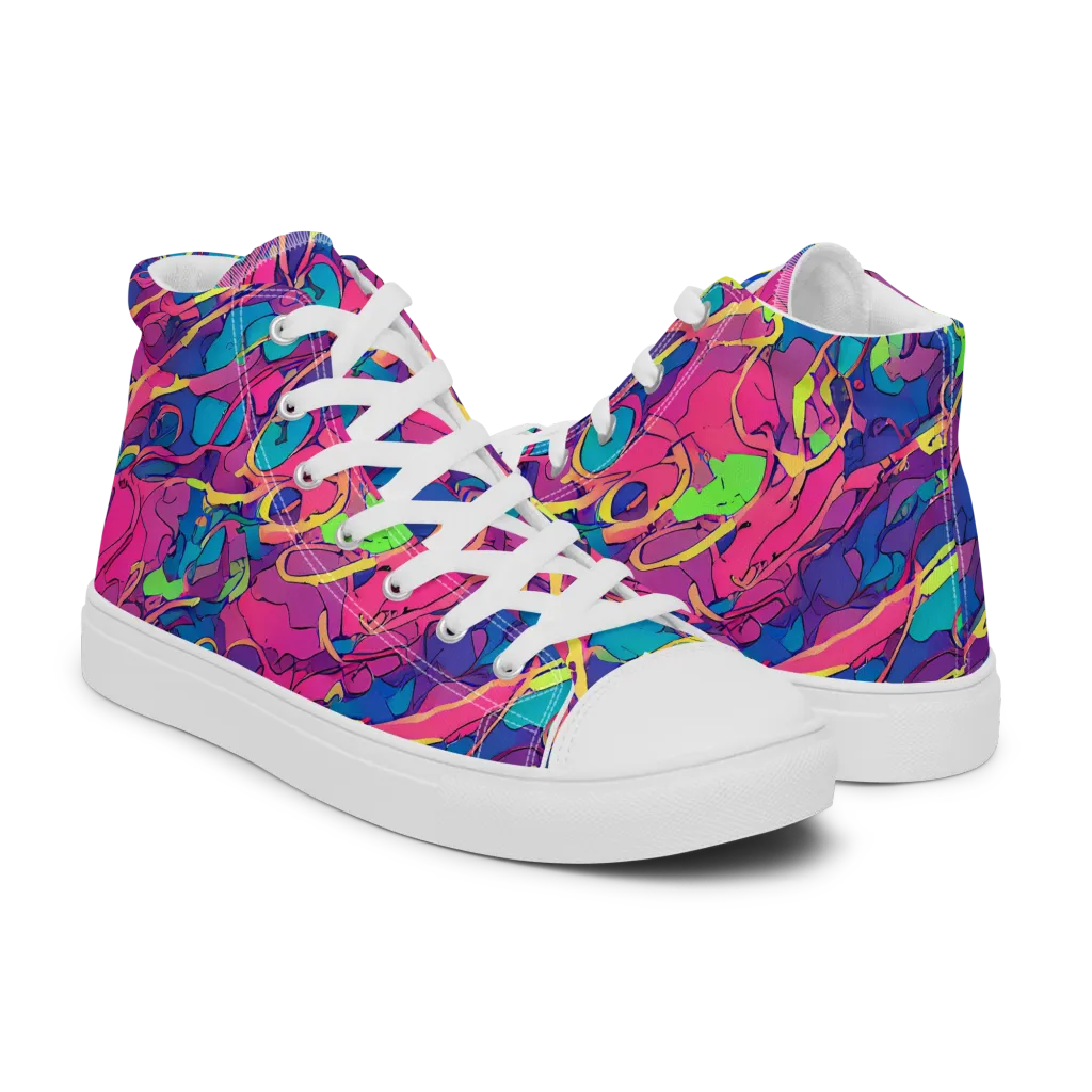 Magenta Velocity on Women's High Top Canvas Shoes — Right